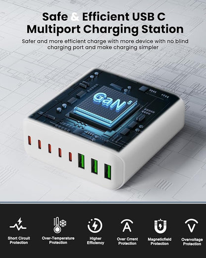 500W USB C Charger Block, 8-Port USB C Charging Station Fast Charging PD 120W - Image 5