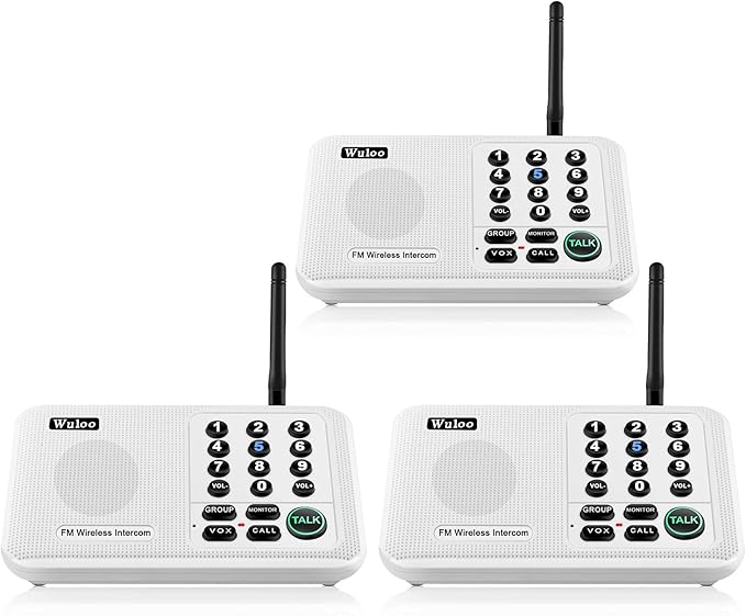 Wuloo Intercoms Wireless for Home 5280 Feet Range 10 Channel 3 Code, Wireless by Wuloo