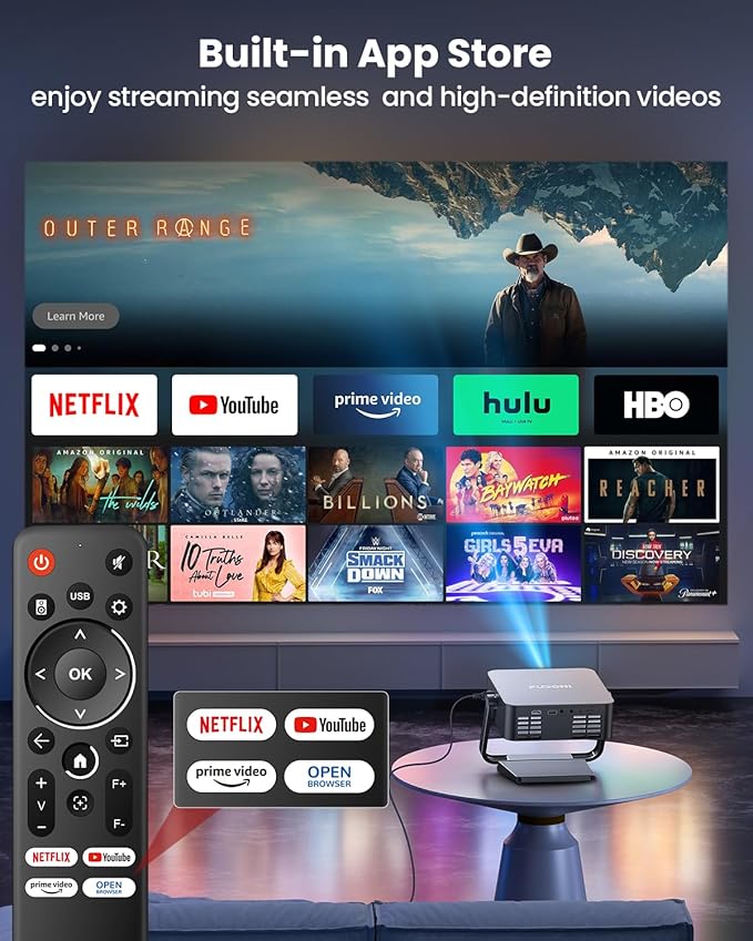 FUDONI Smart Projector with WiFi 6 and Bluetooth, 1080P Full HD Projector - Image 3