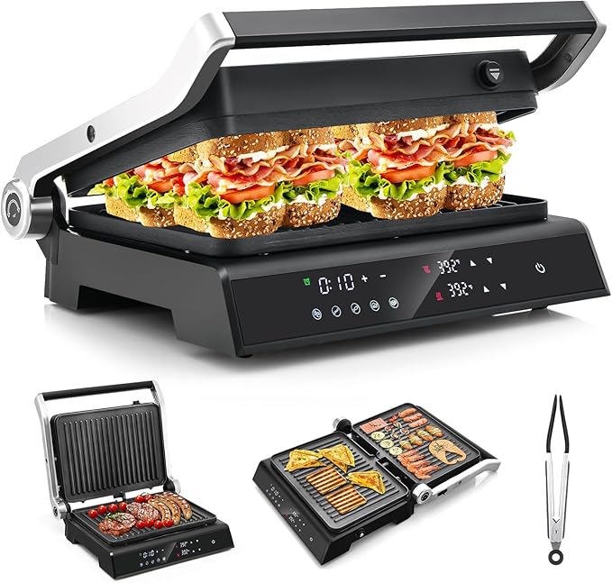 Giantex Panini Press Sandwich Maker, 3-in-1 Electric Indoor Grill, 2 Removable by Giantex