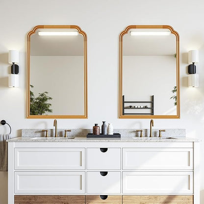 Wood Frame Wall Mirror for Bathroom, Rounded Corner Arch Rectangle Mirror for - Image 3