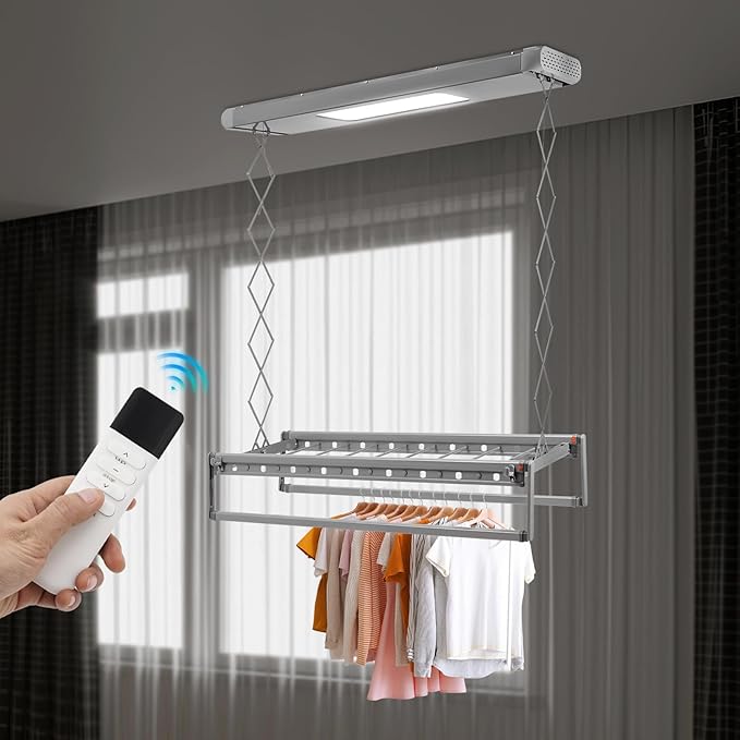 banborba Electric Retractable Airing Rack, Ceiling Mounted Clothes Drying Rack - Image 2