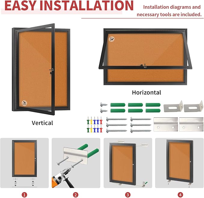 Enclosed Bulletin Board, Outdoor Weatherproof Cork Noticeboard - Image 6