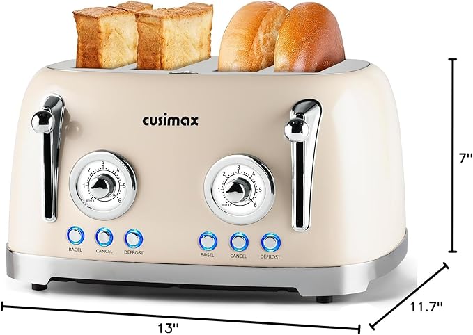 CUSIMAX Toaster 4 Slice, Retro Toaster - Image 7