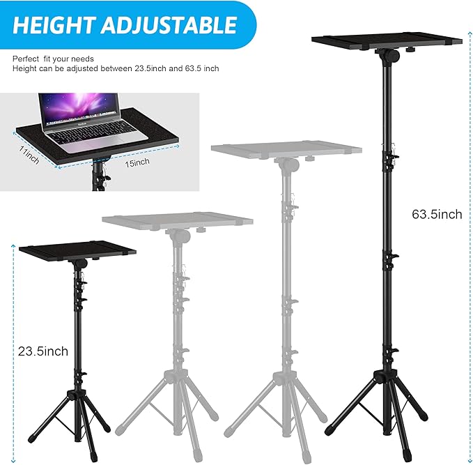 DECOSIS Projector Stand Tripod Adjustable, Laptop Height from 23.5 to 63.5 - Image 4