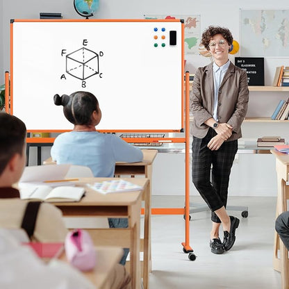 Whiteboard on Wheels, 48x32 Inches Mobile Whiteboard, Rolling Dry Erase Board - Image 7