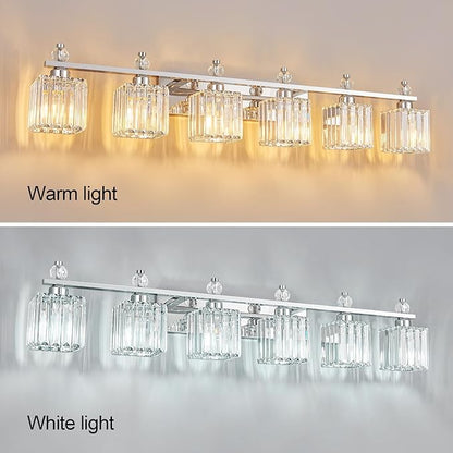 FDPBY Vanity Lights 6-Light Modern Crystal Vanity Light Chrome Bathroom Light - Image 2