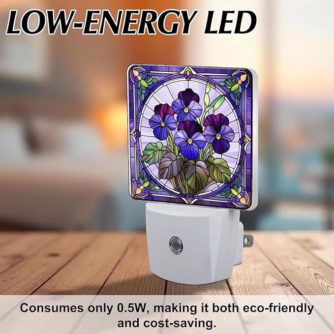 PODMemory Violet Stained Glass Night Lights Plug into Wall - Image 6