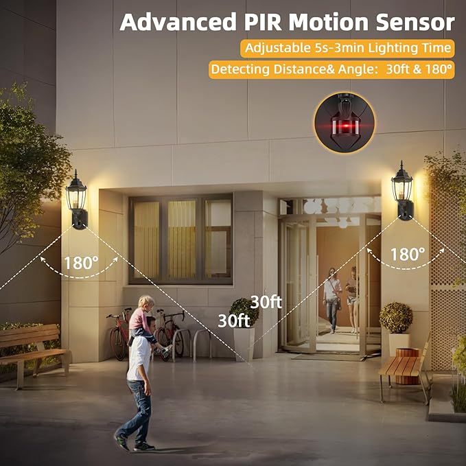 Lamomo Motion Sensor Outdoor Lights, Dusk to Dawn Outdoor Lighting, Exterior - Image 3