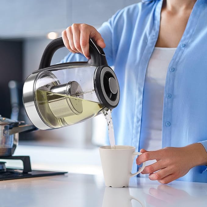 ShanSon Electric Kettle with Tea Infuser 1.7L Temperature Control Glass - Image 7