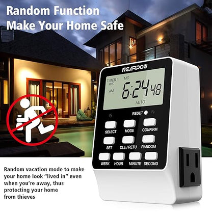 Outlet Timer, NEARPOW Dual Digital Light Timer - Image 6