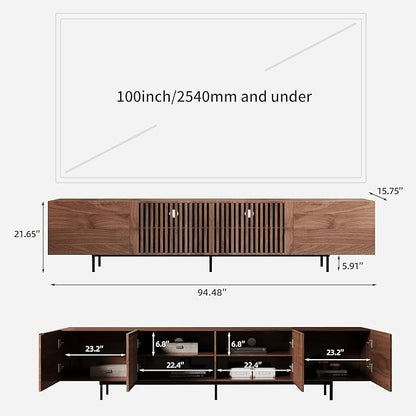 NessCarsti Mid-Century Modern TV Stand & Expandable Coffee Table Set, Walnut - Image 2