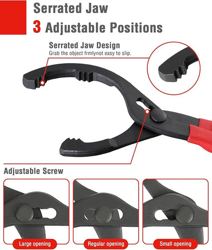 WORKPRO 2-Piece Oil Filter Wrench Set, 12” Adjustable Oil Filter Plier & 3-Jaw - Image 3