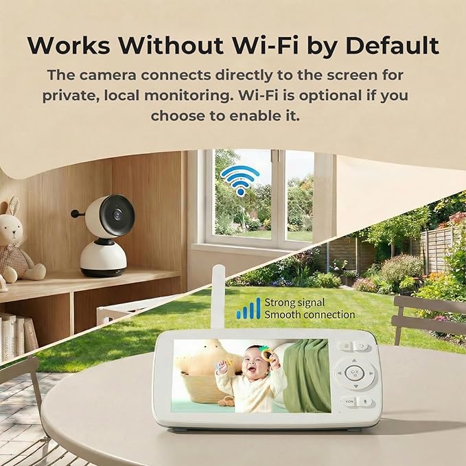 Smart Baby Monitor with 1080P Camera, Night Vision, 2-Way Audio & Cry Detection - Image 3