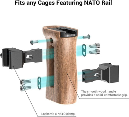 SmallRig Universal Side Wooden NATO Handle Grip DSLR Camera Cage w/Cold Shoe - Image 7