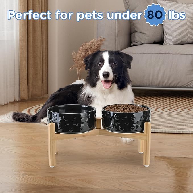 SPUNKYJUNKY Elevated Dog Bowls Ceramic, 7.3'' Dogs Food Water Bowls Raised - 42 - Image 7