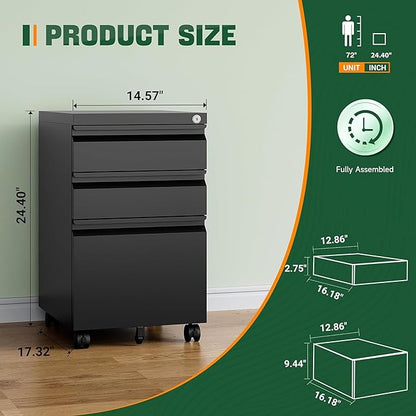 Letaya 3 Drawer Mobile File Cabinet - Image 2