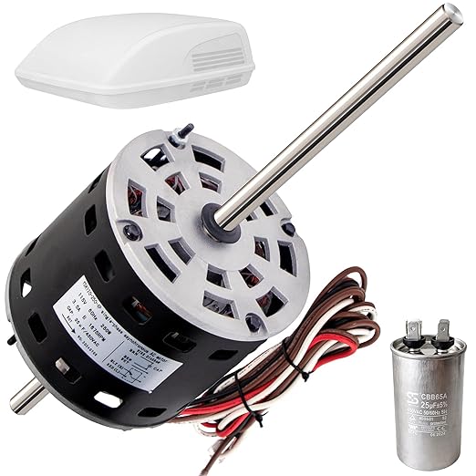 RV AC Fan Motor with Capacitor, 1/3 HP, 115 Volts, 1675 RPM, Replacement by Unknown