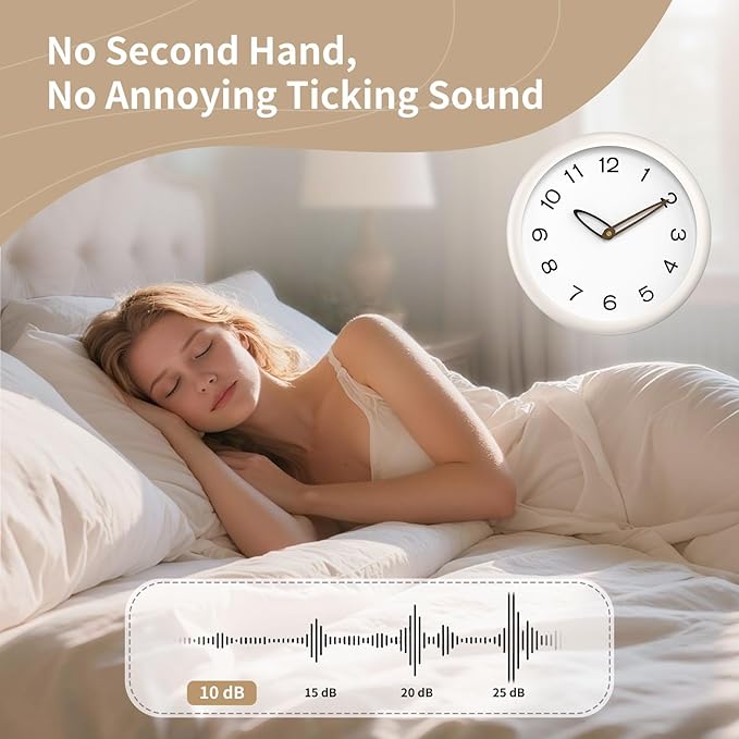 lanktoo Modern Wall Clock, Battery Operated, Tempered Glass, Bathroom - Image 5