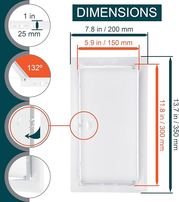 6" x 12" White Metal Access Panel. Service Shaft Door Panel. Plumbing, - Image 2