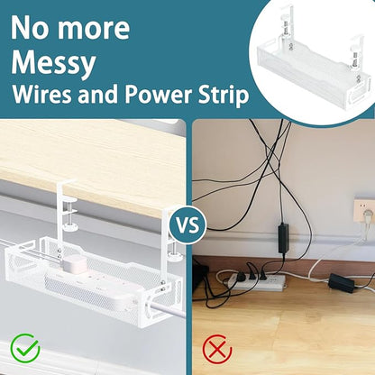 Under Desk Cable Management Tray, No Drill Mesh Desk Cable Tray, Wire - Image 6