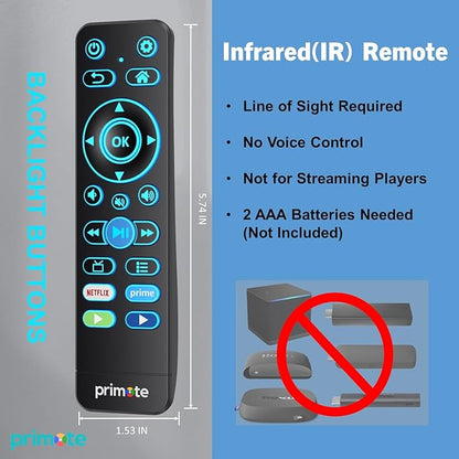 Primote Remote w/Backlit for Fire& Roku Smart-TVs, Including - Image 4