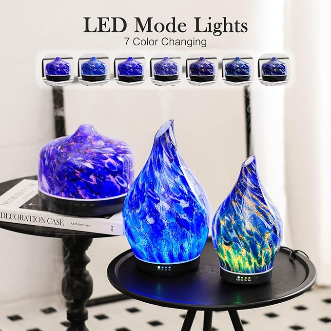 Porseme 500ml Glass Essential Oil Diffuser Aromatherapy Ultrasonic Cool Mist - Image 2