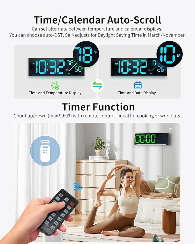 Digital Wall Clock, Large Display Digital Clock - Image 5
