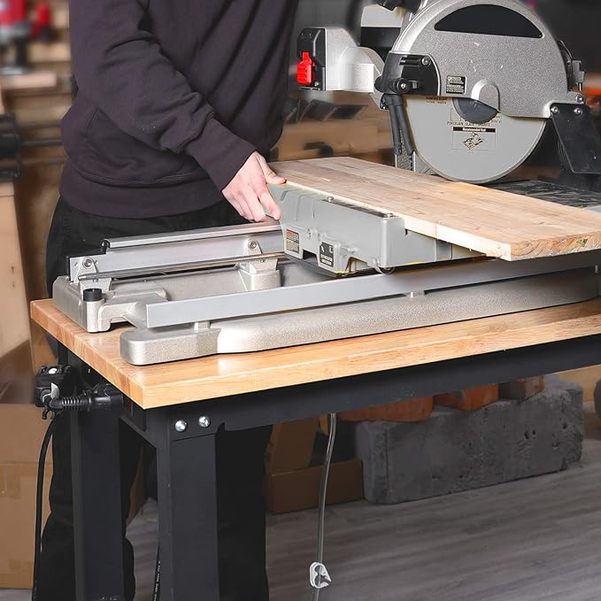 WORKPRO 48" Adjustable Workbench, Rubber Wood Top Heavy-Duty Workstation - Image 6