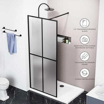 Goodyo 34"- 46" x 72" Glass Shower Door Clear Tempered Glass Panel Fixed Shower - Image 3