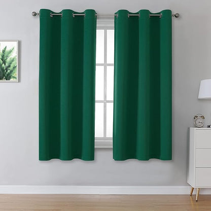 DUALIFE Christmas Dark Green Blackout Curtains 45 Inch Length Thermal by DUALIFE