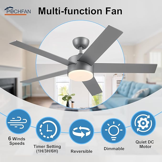 POCHFAN 52 inch Ceiling Fans - Image 2