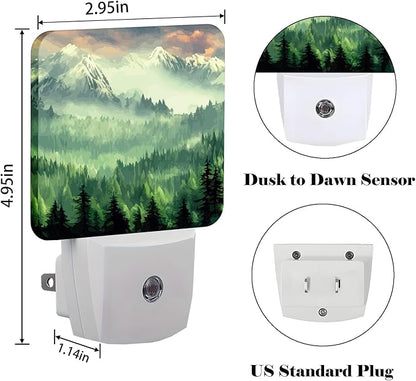 FSHVQKD Mountain Forest Landscape Painting Night Light, Plug Into Wall Decor - Image 2