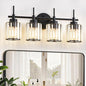 EJIAXIN 4 Light Round Crystal Vanity Lights, Modern Black Crystal Wall Light by WelcometoEJIAXIN