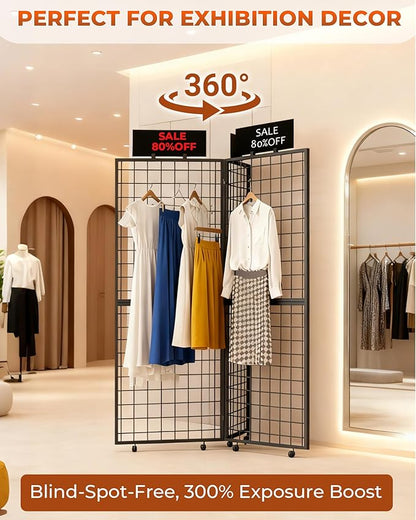 DEMEGA 360° Foldable Grid Wall Panel, Three 6' x 4.25' Ft Double Side Gridwall - Image 4