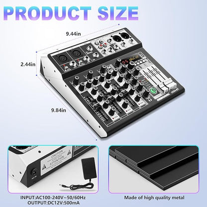 4 Channel Audio Interfacer DJ Mixer Sound Board 16-Bit DSP Effect USB Audio - Image 9