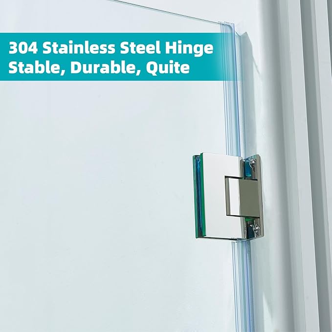 Pivot Swing Shower Door, Adjustable Width 58.9-60" W x 74" H Semi-Frameless - Image 4