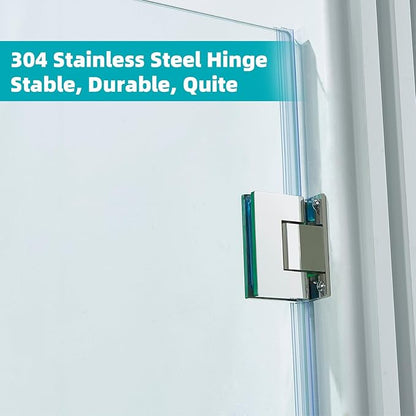 Pivot Swing Shower Door, Adjustable Width 58.9-60" W x 74" H Semi-Frameless - Image 4