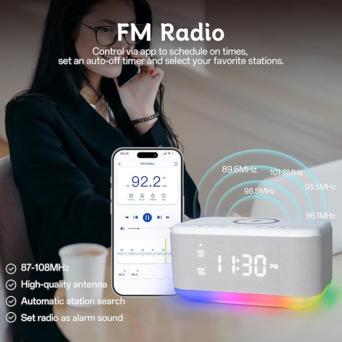 Bluetooth Alarm Clock Radio Bedroom, Digital Dual Alarm Clock Bedroom - Image 7