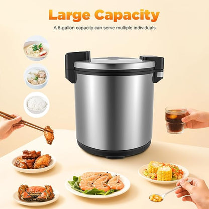 Commercial Electric Rice Warmer, Stainless Steel Rice Warmer Heavy Duty 6Gal - Image 2