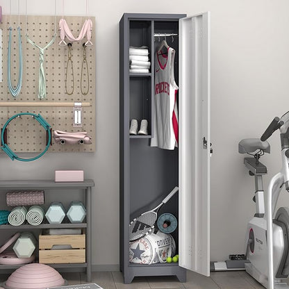 GREATMEET Slim Locking Metal Garage Storage Cabinet, Tall Steel Narrow Broom - Image 8