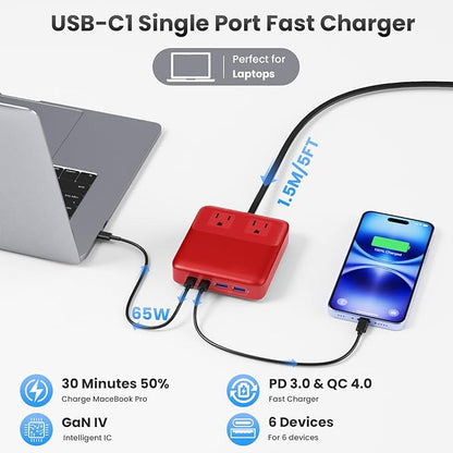 USB C Charger Block, 135W GaN IV Fast Charging Station Hub, 6-in-1 USB C Power - Image 6