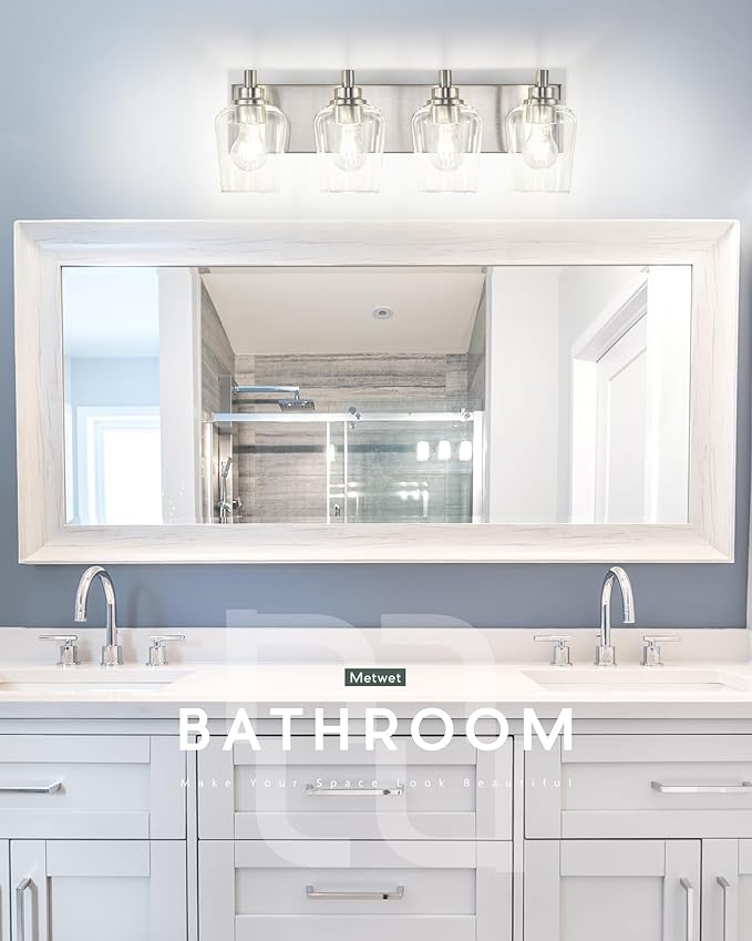 METWET Bathroom Light Fixtures, 4-Light Modern Vanity Light - Image 2