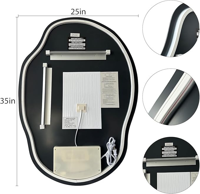 LED Bathroom Mirror with Lights, Asymmetrical Irregular Backlit Vanity Mirror - Image 8