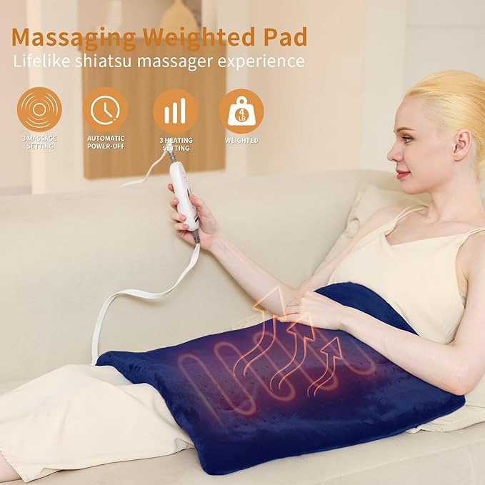 Massaging Weighted Heating Pad for Back Pain Relief, Heating Pads for Neck - Image 3