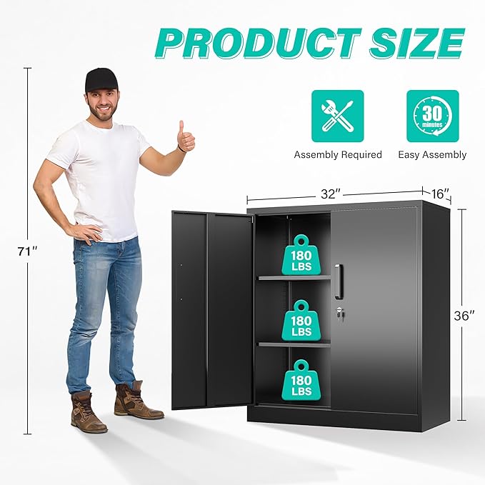 SISESOL 36 inch Metal Storage Cabinet - Image 3