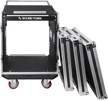 Sound Town Enhanced 1/2" Plywood 12U PA DJ Rack/Road ATA Case - Image 2
