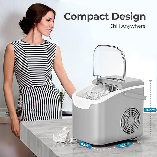 Countertop Ice Maker Machine, 8 Ice Cubes in 6 mins, 26lb/Day Bullet Ice - Image 7