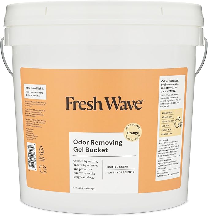 Fresh Wave Odor Removing Gel Bucket, 15.5 lb. | Orange Scent Refill by FreshWave