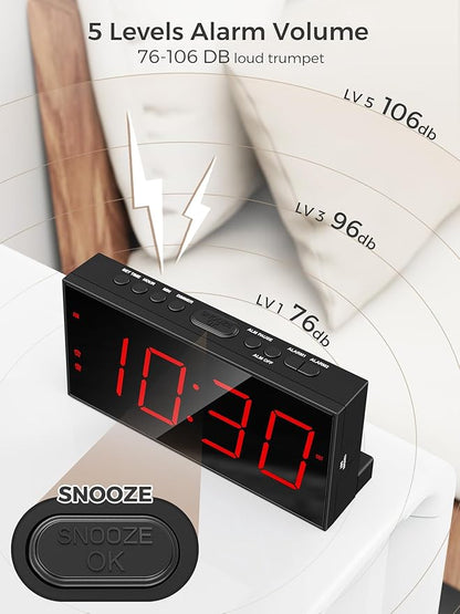 PPLEE Alarm Clock for Bedroom, Large Number Digital Clock - Image 4